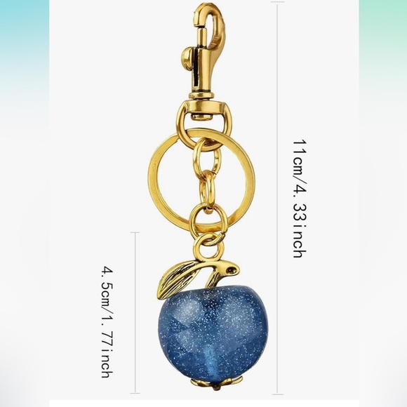 Apple purse clip Apple Keychain with Gold Accents - Picture 2 of 3